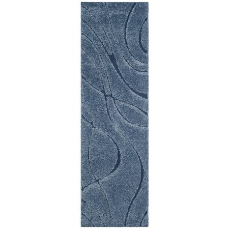 Safavieh 2 ft.3 in. x 7 ft. Shag Power Loomed Runner RugLight Blue & Blue SG471-6065-27